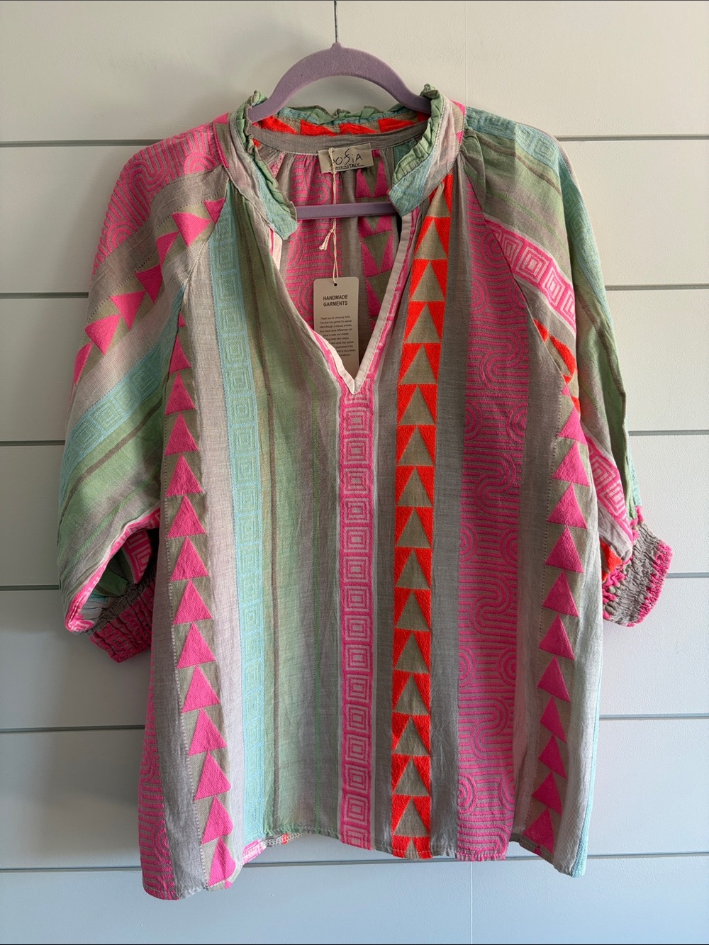 Sofia Made in Italy Colorblock Top - Pink & Green NWT Size Medium